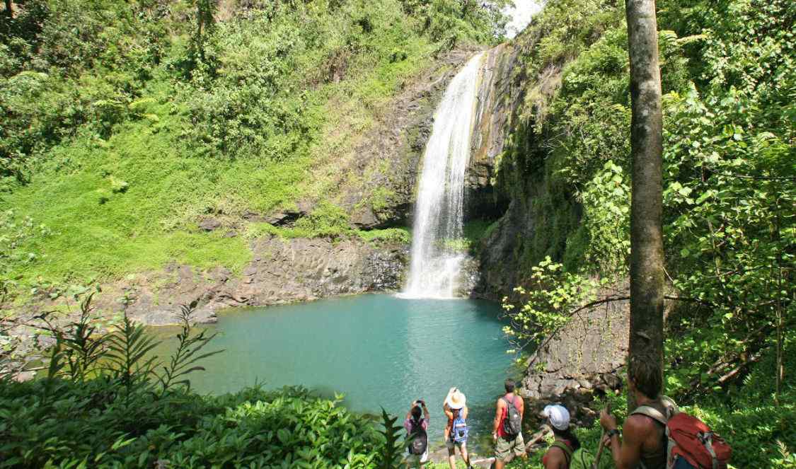 cascade à la vallée de la papenoo à tahiti, bassin pour baignade durant votre voyage en polyensie