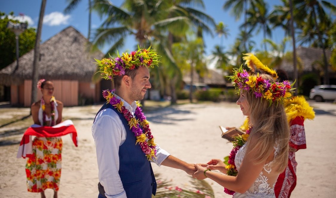 mariage tahitien à Bora Bora en Polynésie